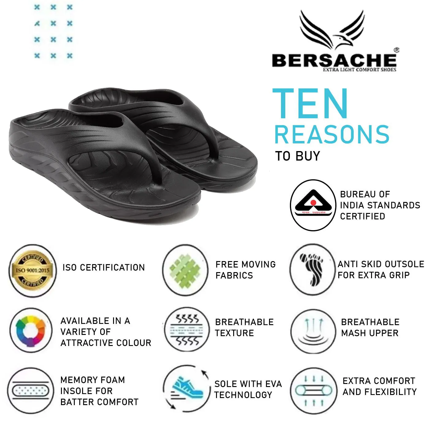 Bersache Extra Soft Classic Casual with  Regular wear with Ultra Soft & Flexibility Technology Flip Flop for Men's & Boy's (6097-Black)