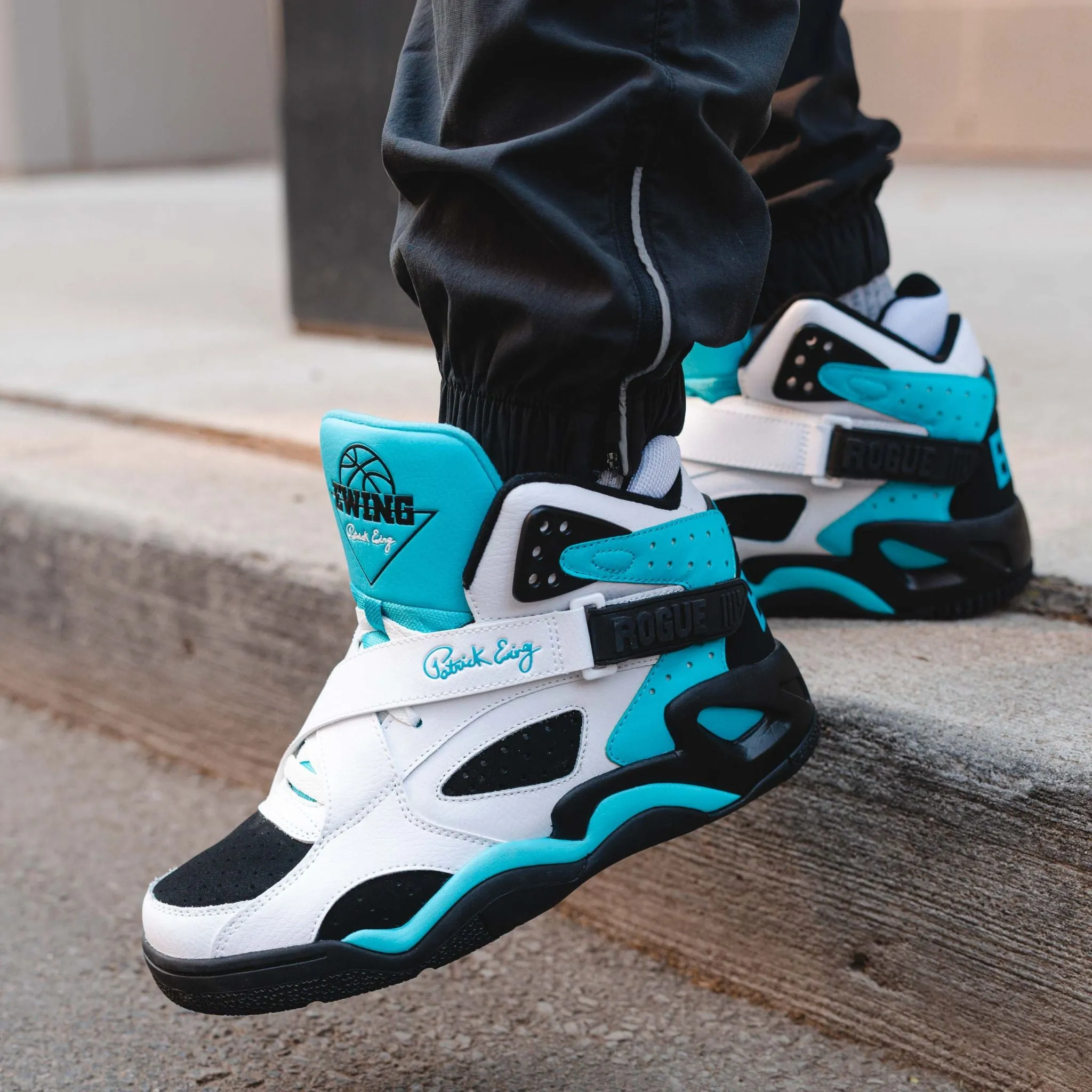 Patrick Ewing Athletics Men's 1BM02092-117 ROGUE White Black Blue Basketball Shoes